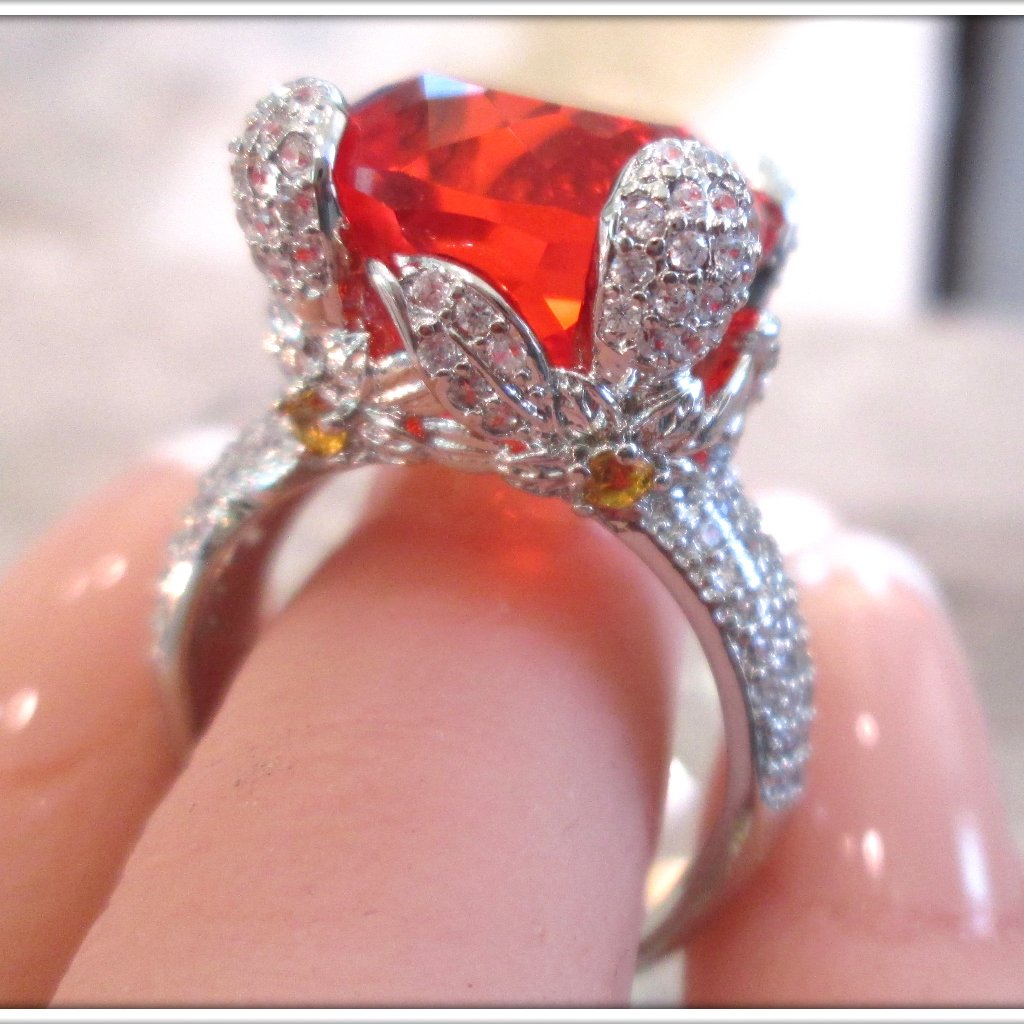 Tourmaline Orange Gemstone Radiant Cut Rings For Women Party Jewelry S 7